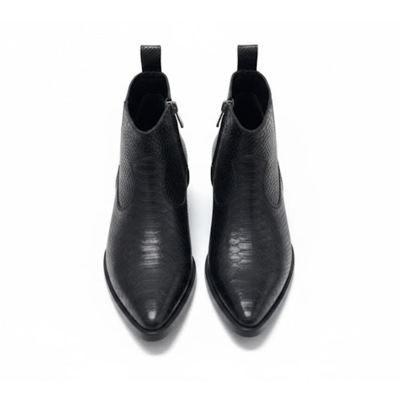 Obsidian Serpente Italian Zipper Boots