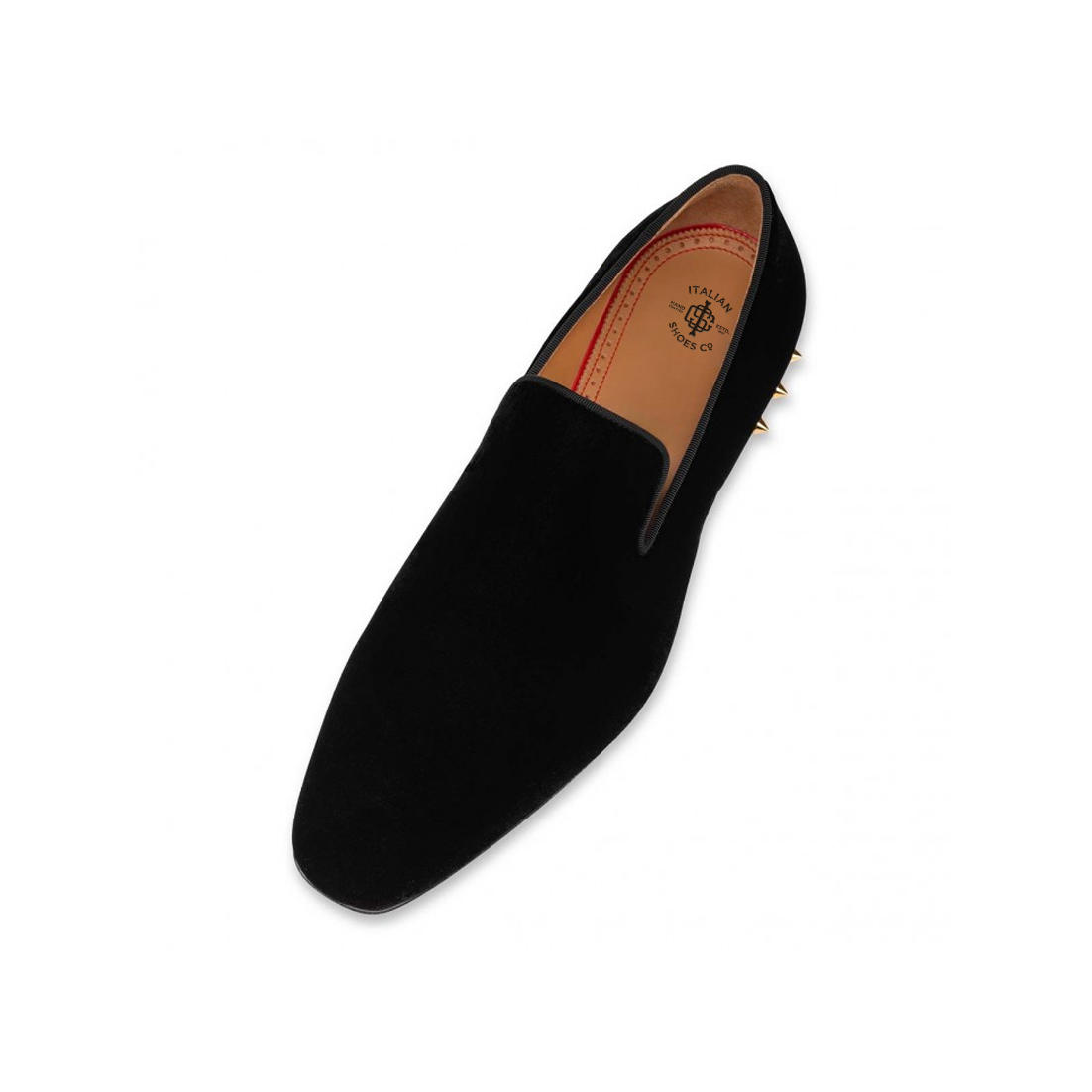 Italian Black Velvet Loafer with Gold Studs