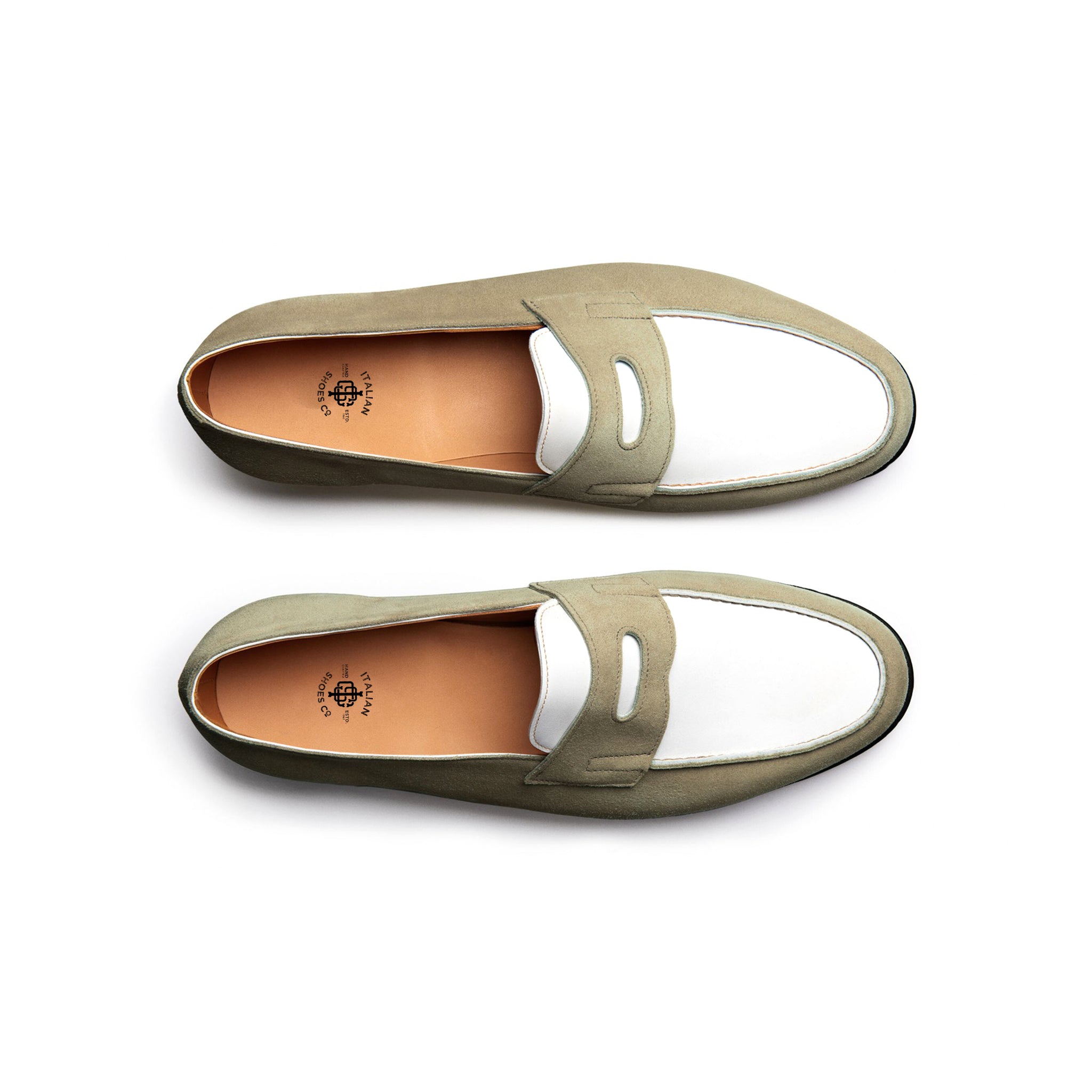 Olive White Premium Penny Loafers