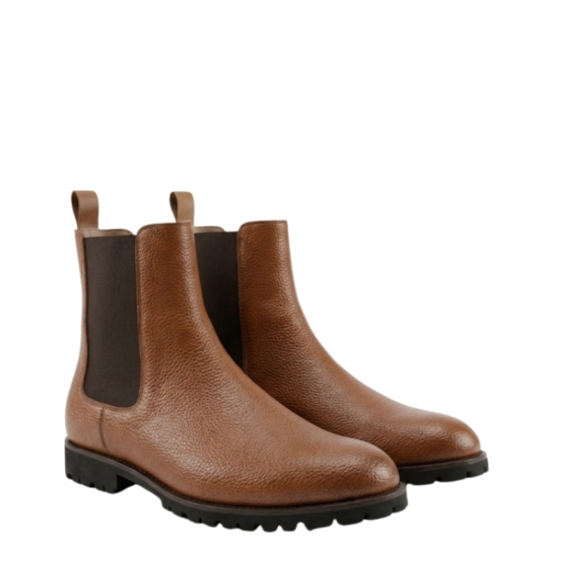 Italian Ridge Pebble Leather Chelsea Boots