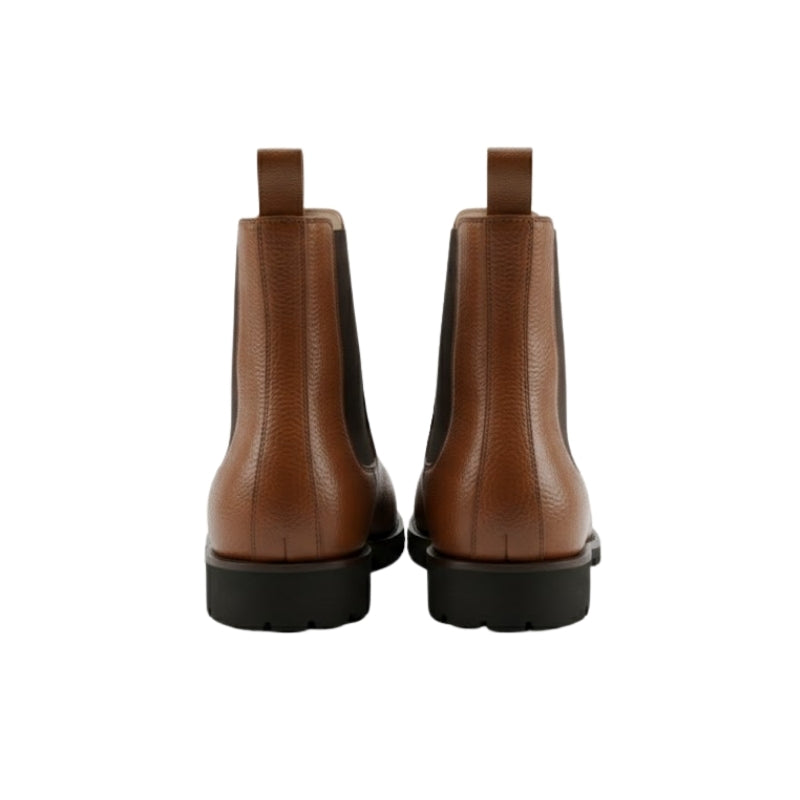 Italian Ridge Pebble Leather Chelsea Boots