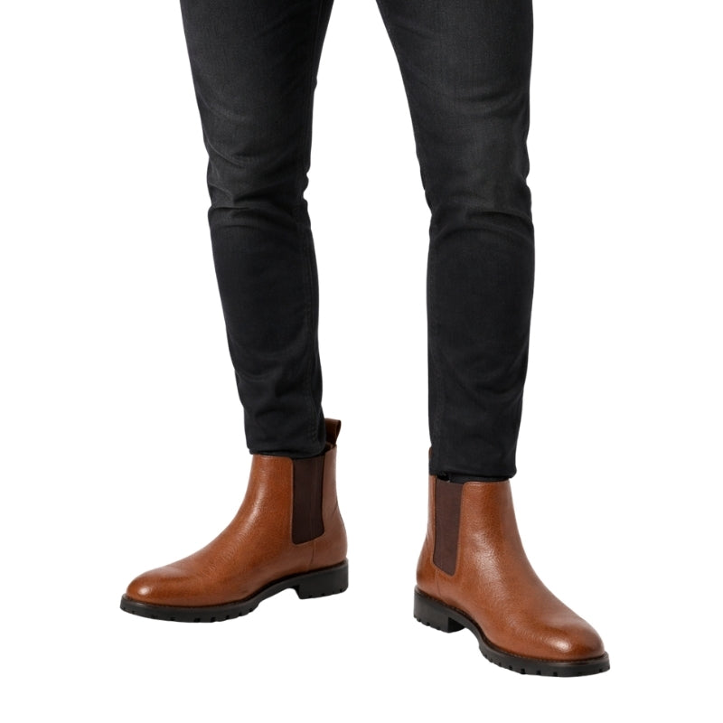 Italian Ridge Pebble Leather Chelsea Boots
