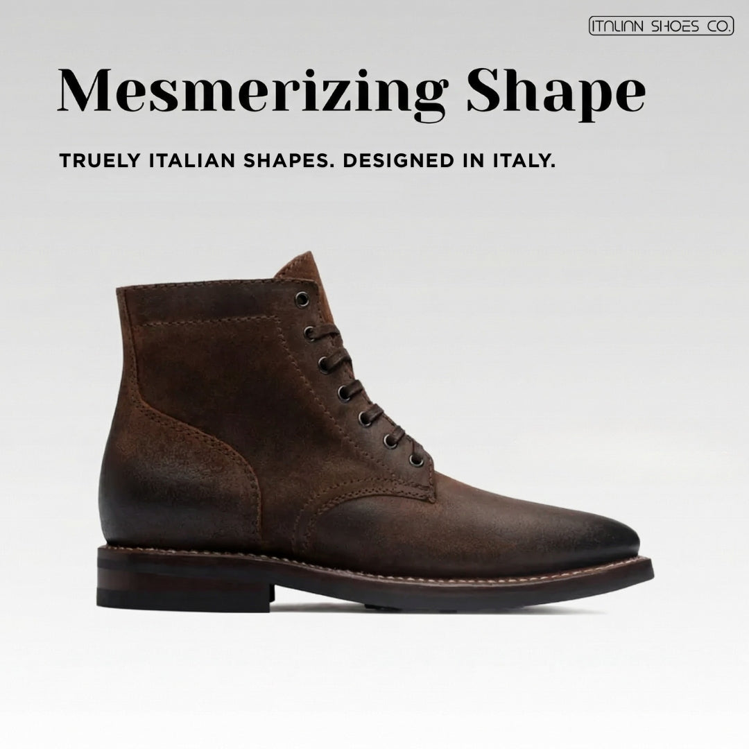 Men Suede Leather High-Top Biker Ankle Boots