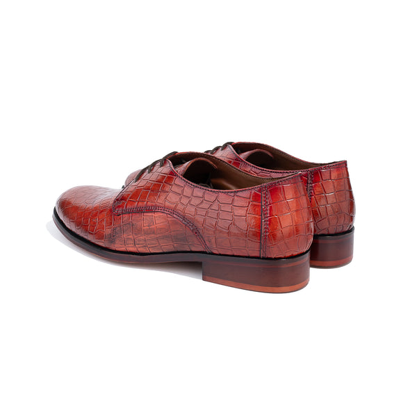 Burgundy Croco Pattern Shoes