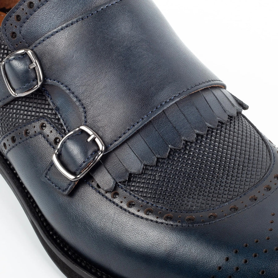Navy Double Monk Strap Men s Shoes