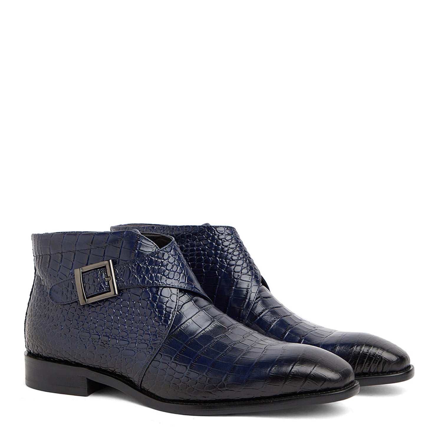Blue Croco Leather Boots