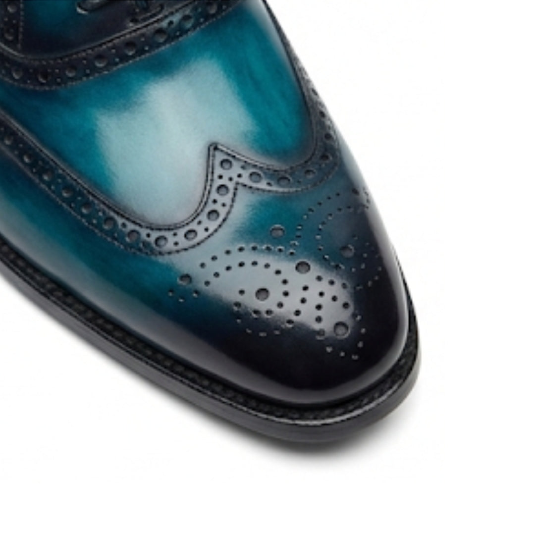 Italian Leather Luxe Patina Wingtip Oxfords
