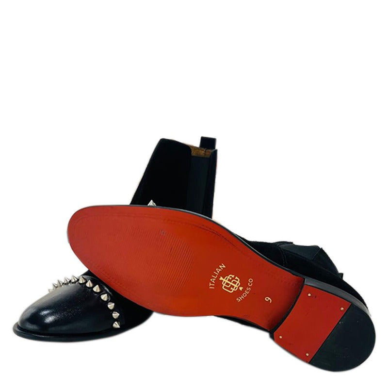 Double Leather Studded Boots