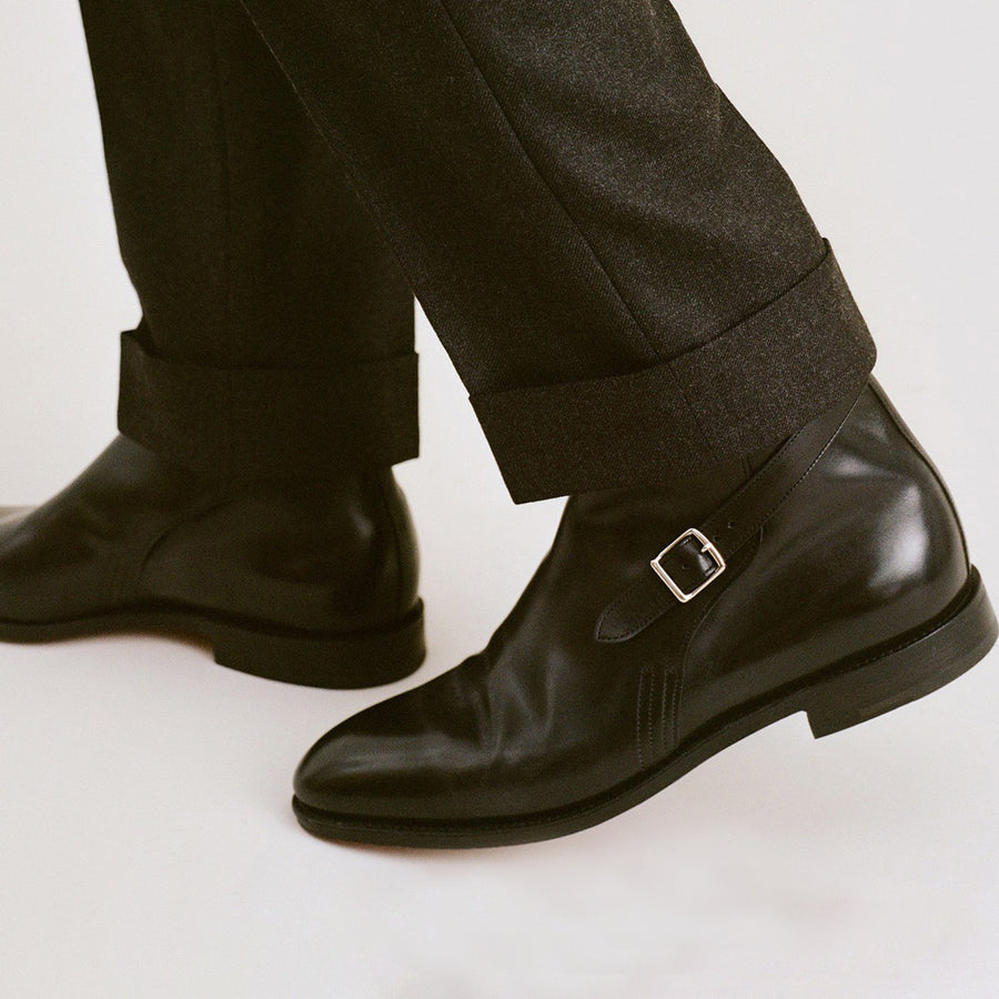 Cross Strap Leather Ankle Boots