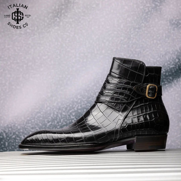 Designer Croco Jodhpur Monk Strap Shoes