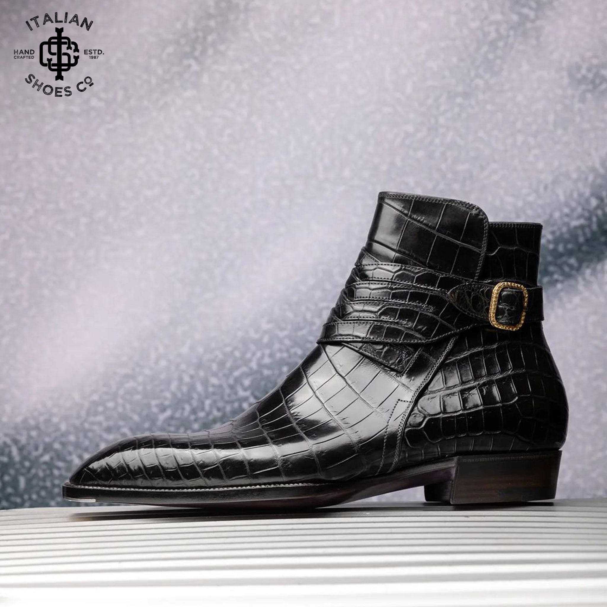 Designer Croco Jodhpur Monk Strap Shoes