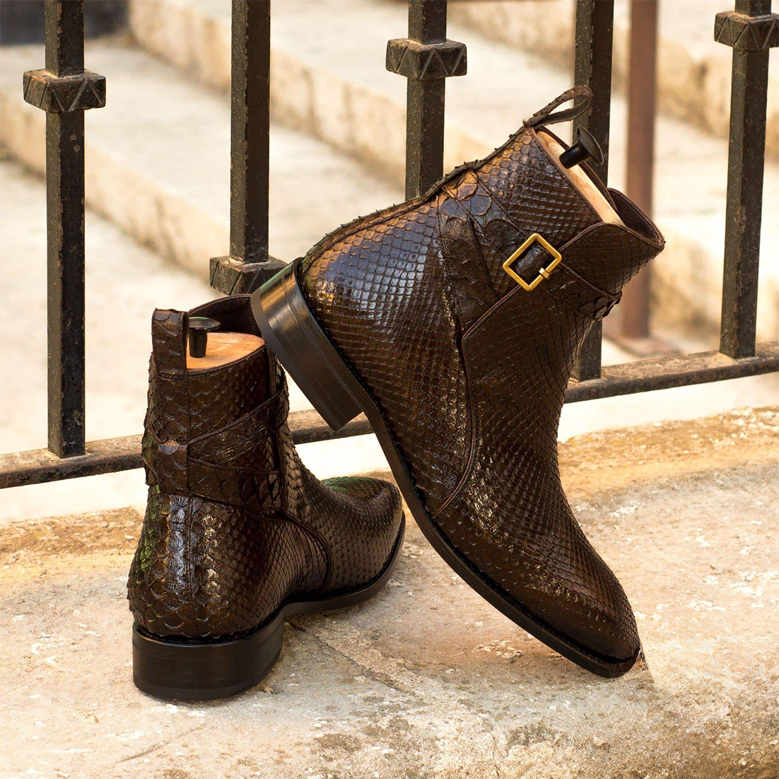Jodhpur Python Black Boots