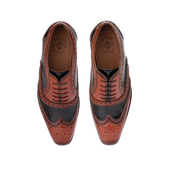 Mahogany Brogue Lace Up Leather Men s Shoes