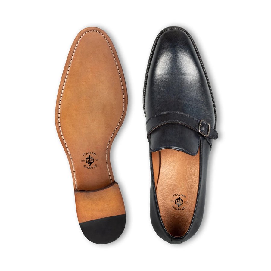 Midnight Single Monk Strap Men s Leather Shoes