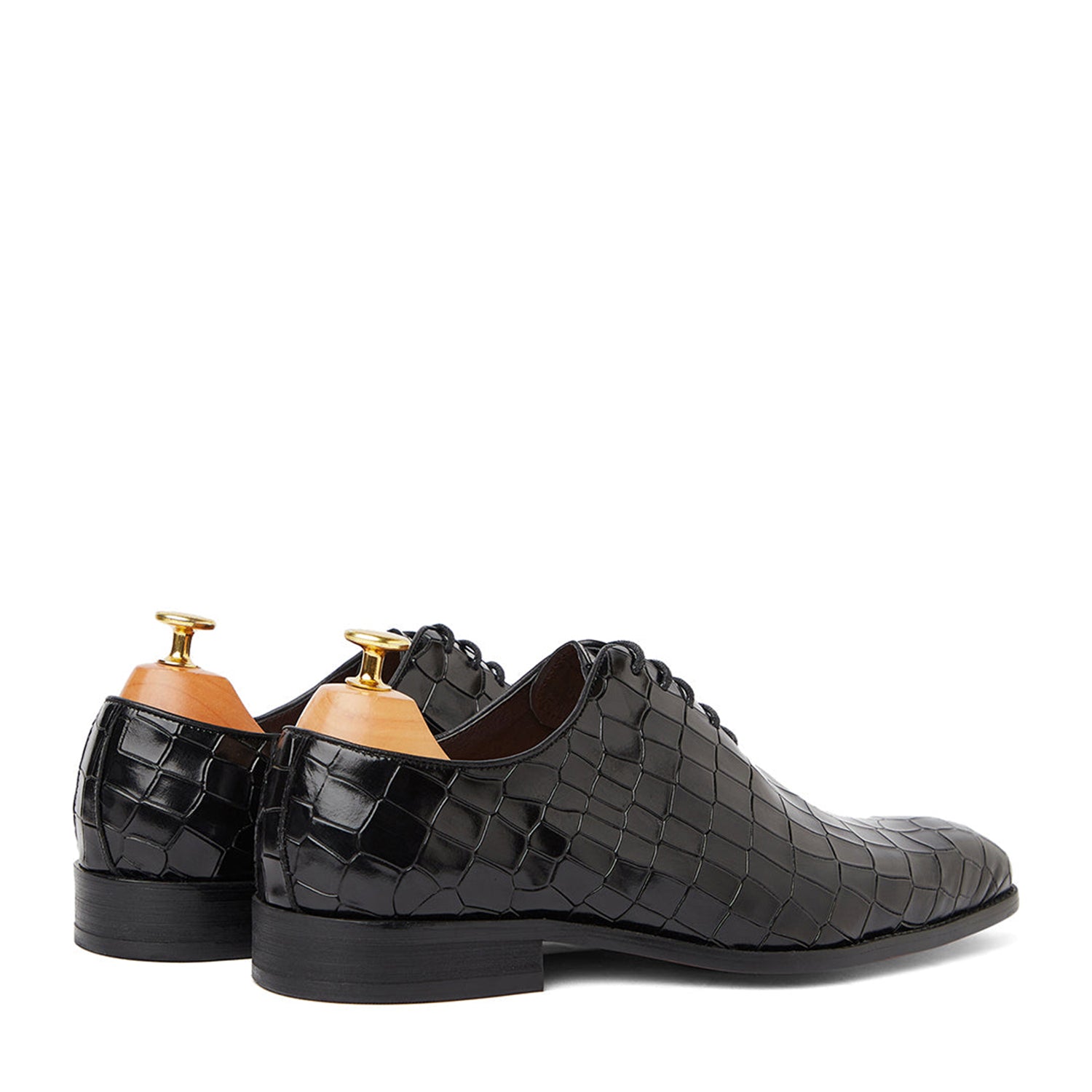 Black Croco British Oxfords Shoes