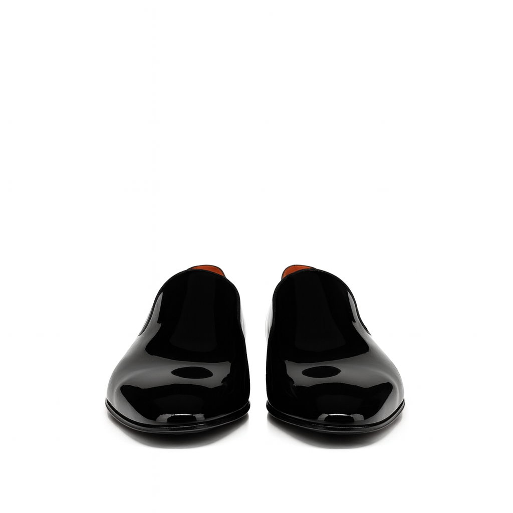 Luxury Patent Leather Loafers With Wavy Top Edge