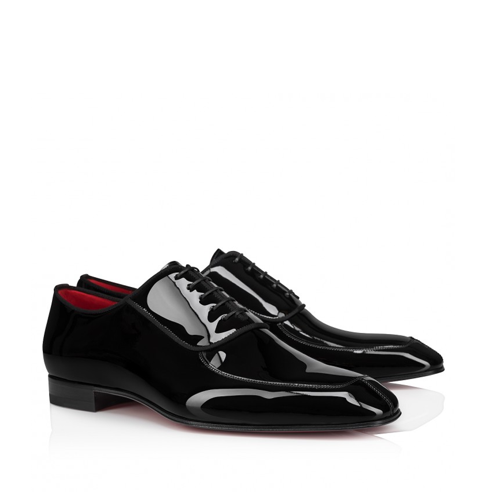 Luxury Black Patent Oxford Shoe With Squared Toe