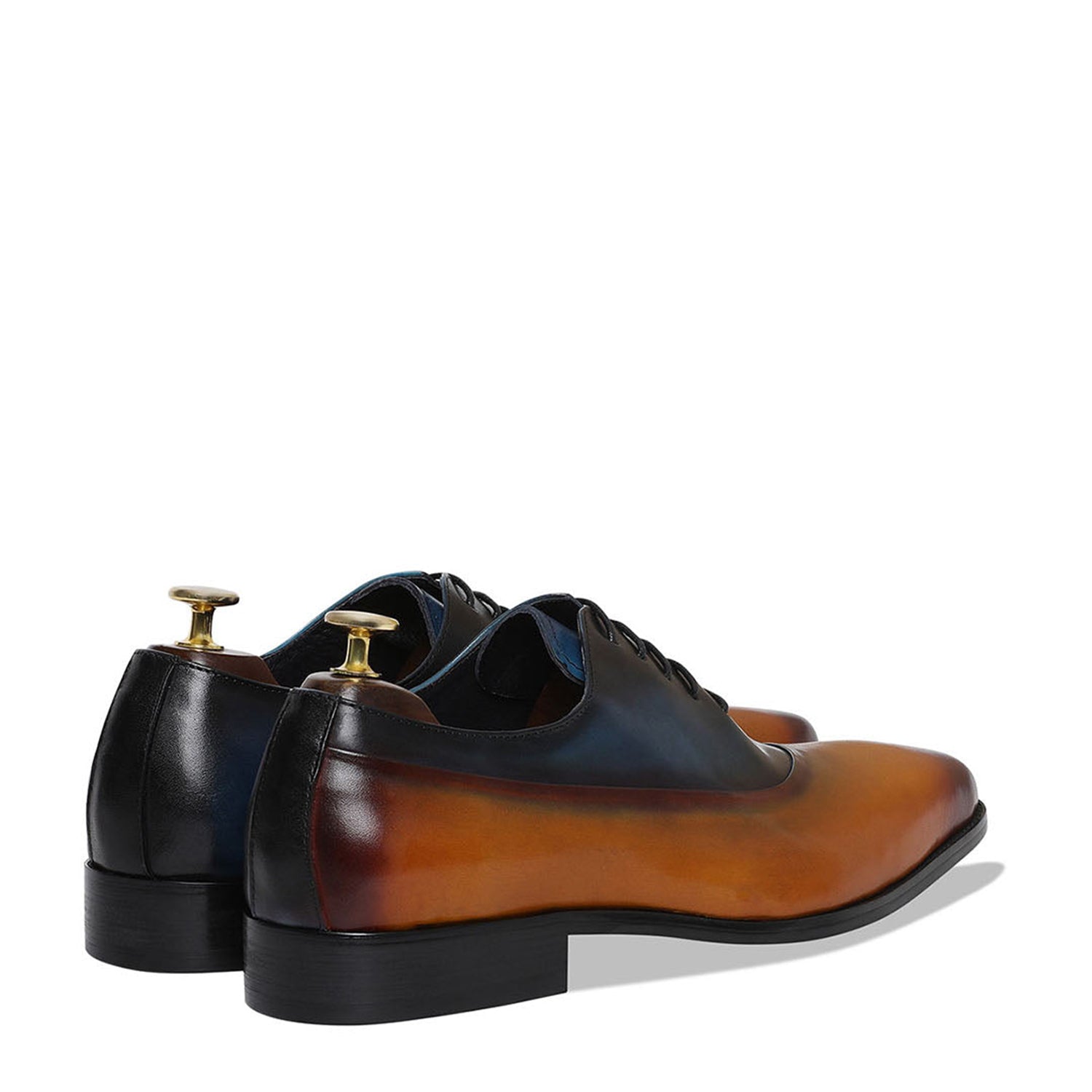 Brown X Blue Leather Lace up Shoes