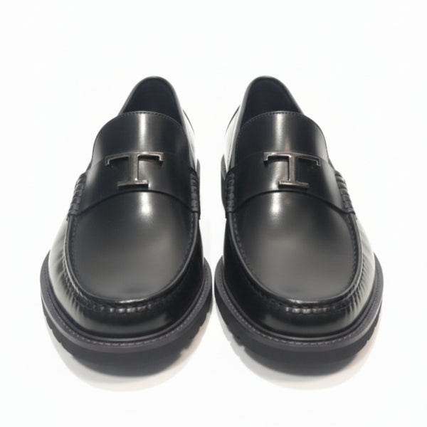 Pure Solid Leather Buckled Timeless Loafers
