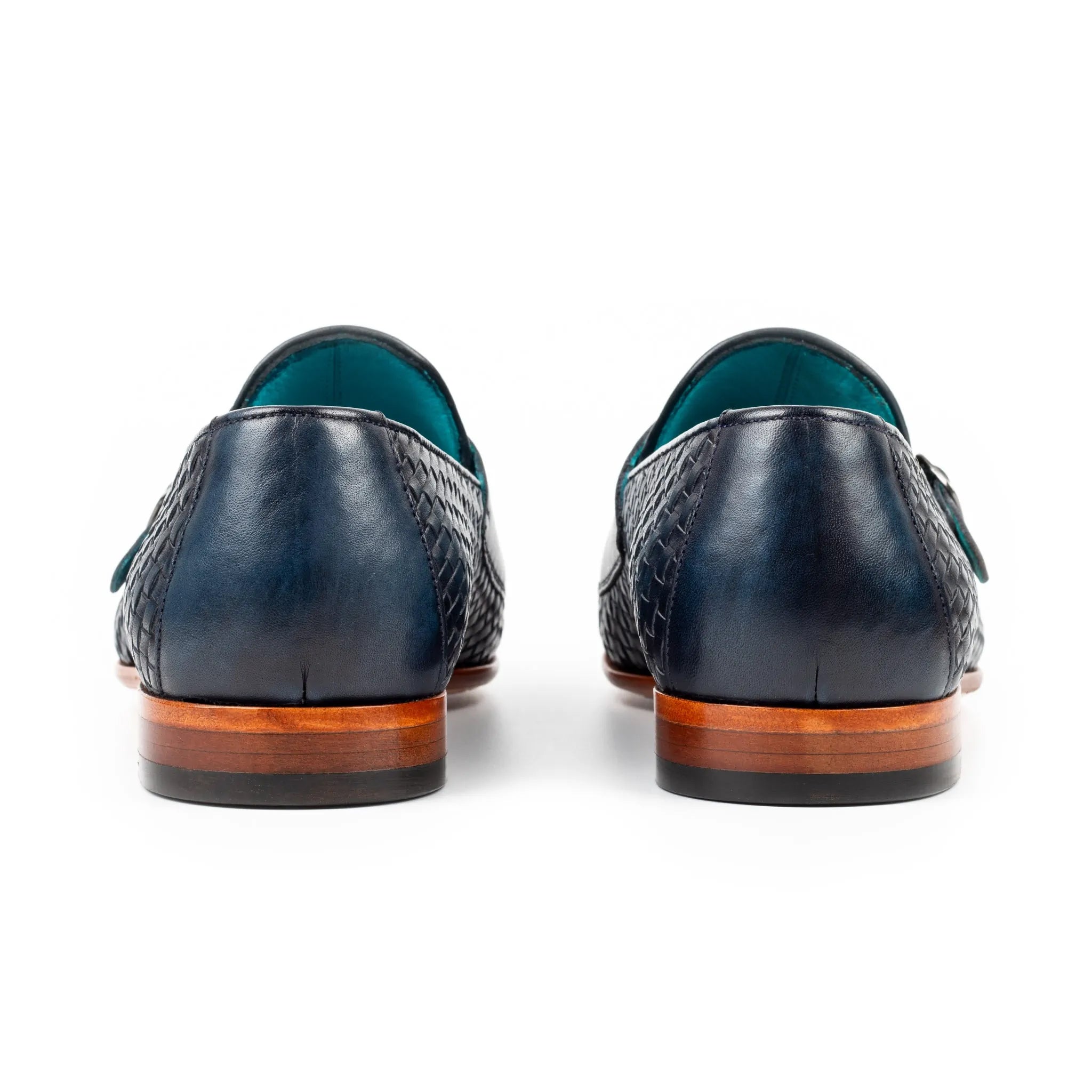 Navy Handcrafted Double Monk Strap Men's Shoes