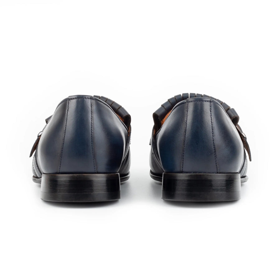 Navy Single Monk Strap Shoes