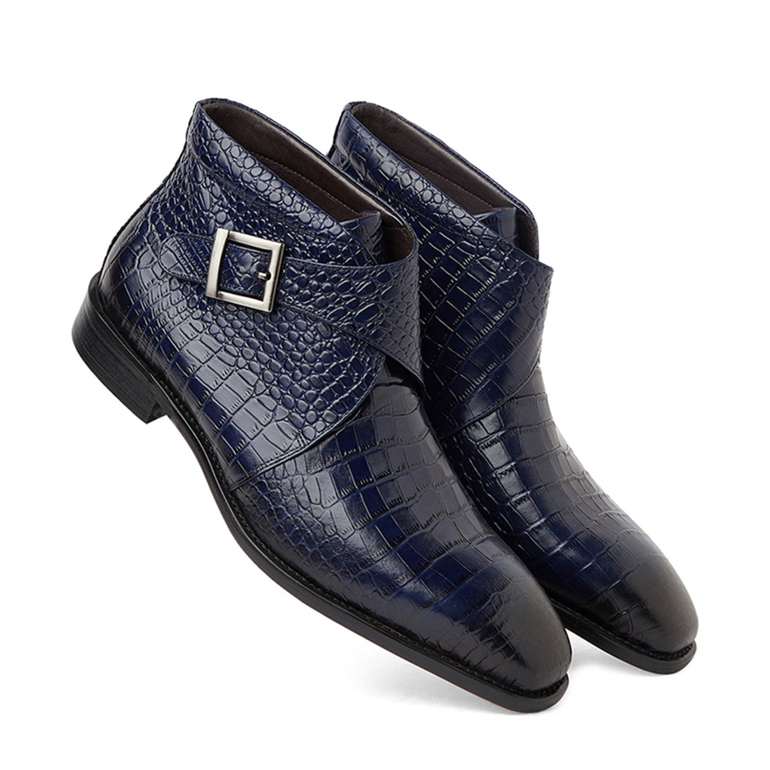Blue Croco Leather Boots
