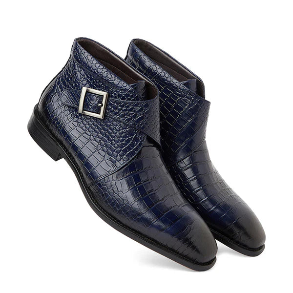 Black Croco Leather Boots