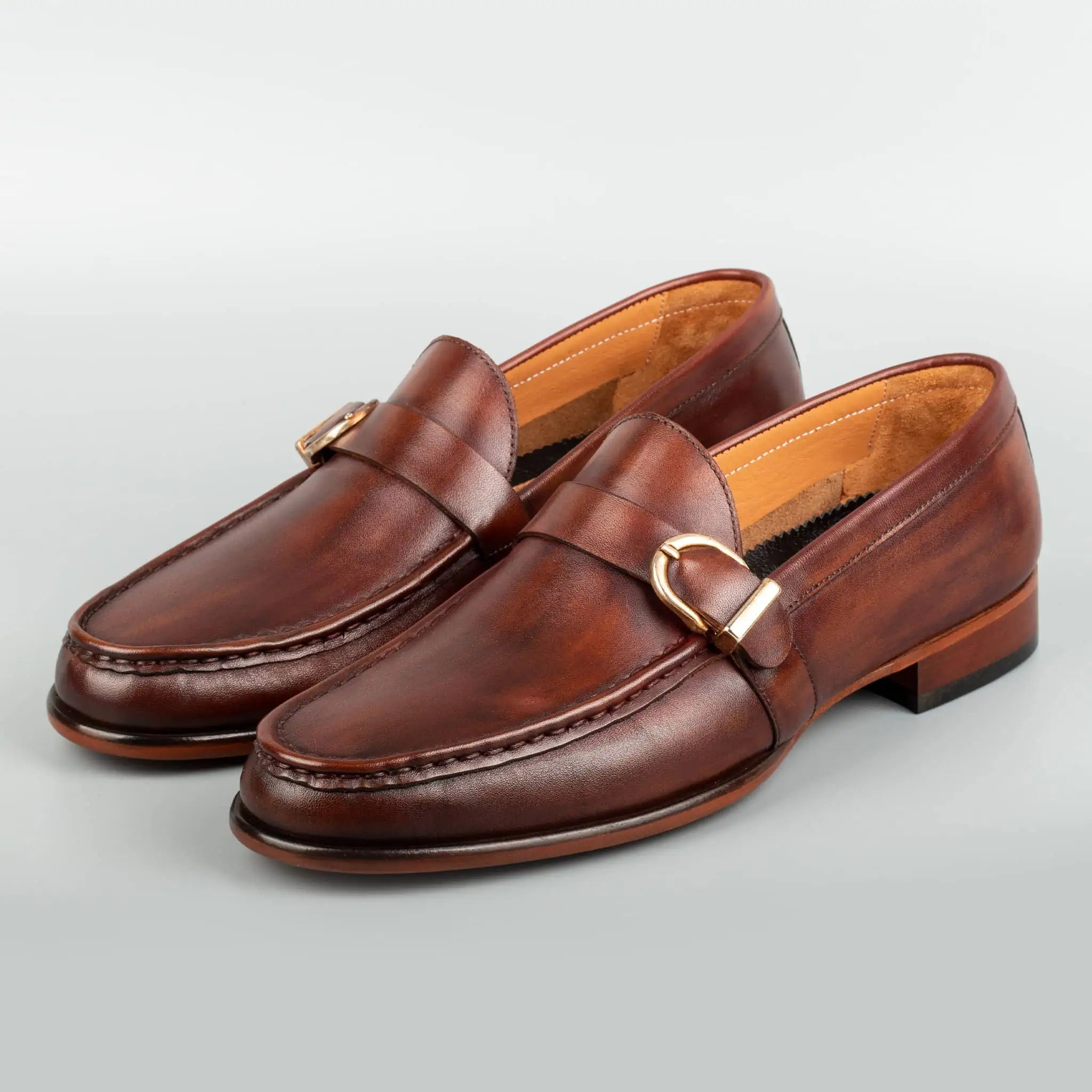 Enzo Copper Single Monk Strap Shoes
