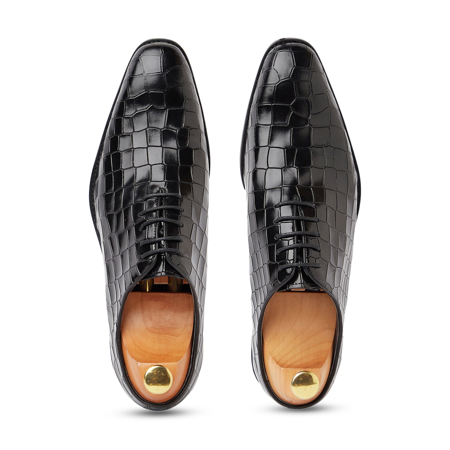 Black Croco British Oxfords Shoes