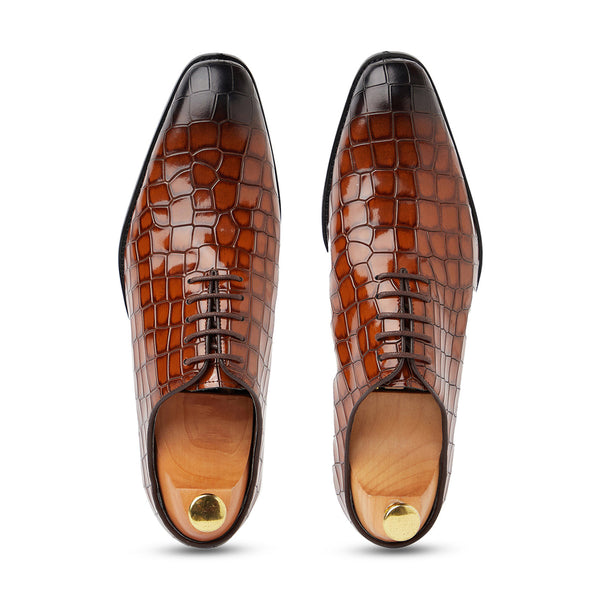 Croc Leather Oxford Shoes For Men