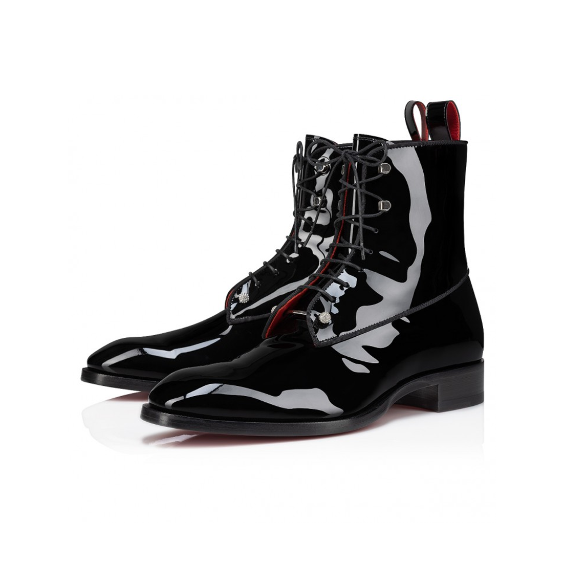 Patent Leather Lace-Up Ankle Boots For Men