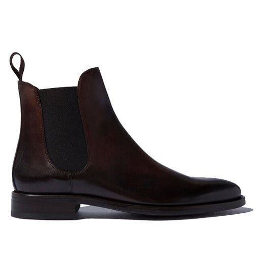 Classic Chelsea Round Toe Shade Dark Brown Leather Boots 653