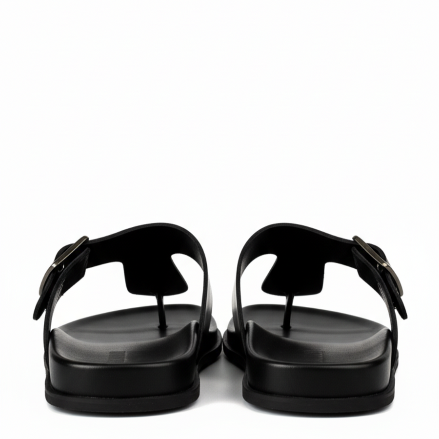 Men Slip On Leather Buckle Sandal