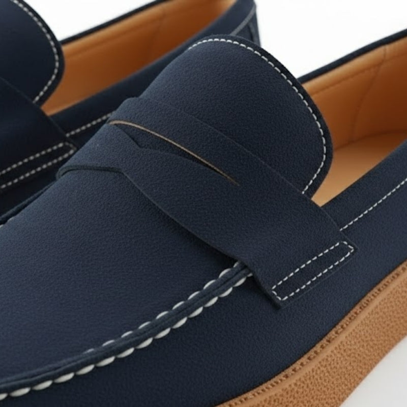 Rustic Crepe Sole Penny Loafers