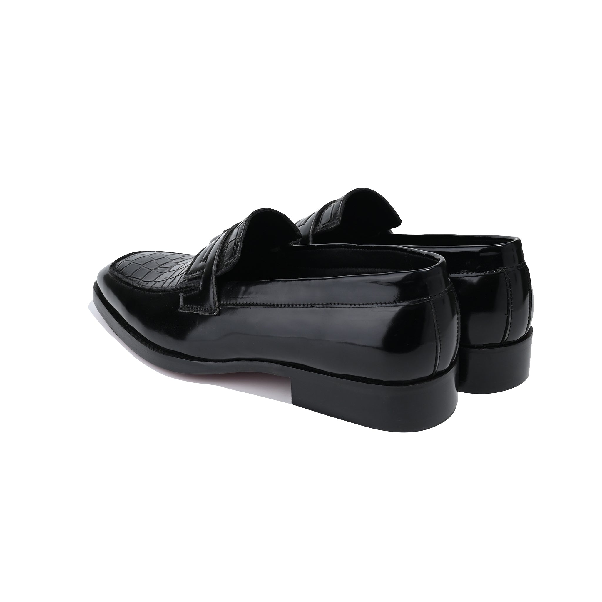 Midnight Shine Croco Penny Loafers
