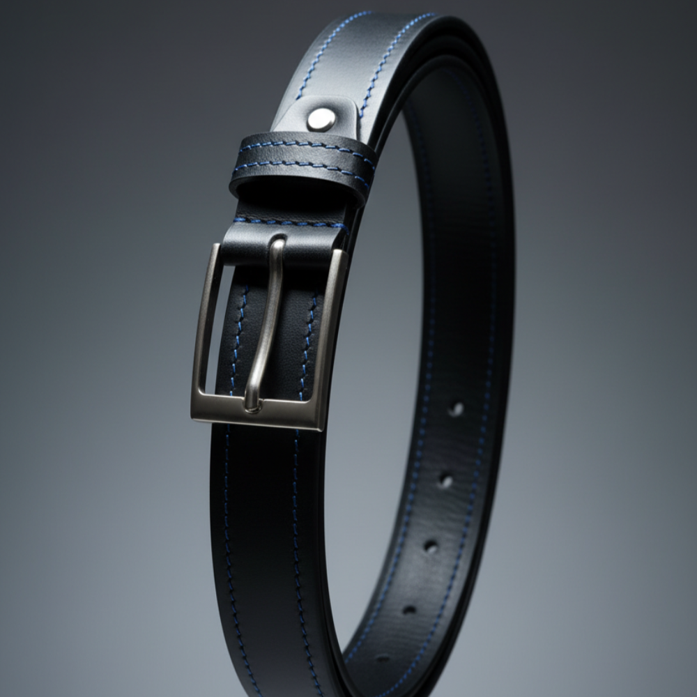 Noir wave Artisan Grain Leather Belt