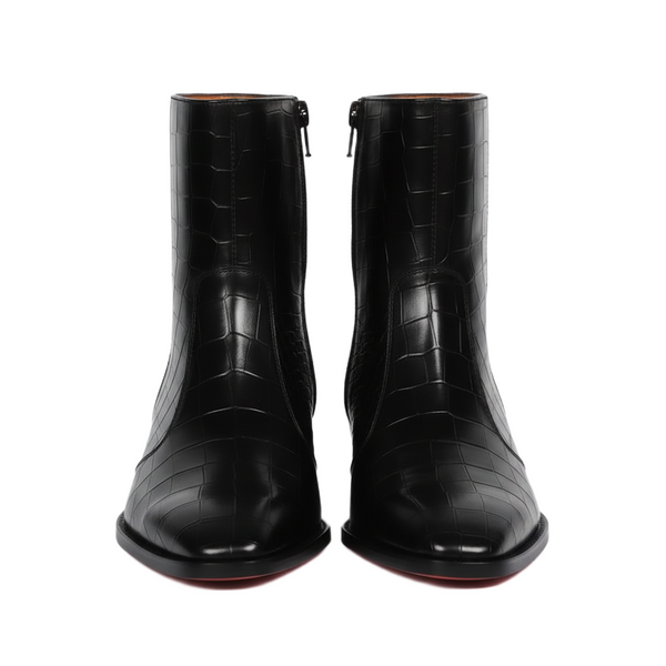 Cuban Heel Chelsea Boots Deep Cut Leather with Zip Closure