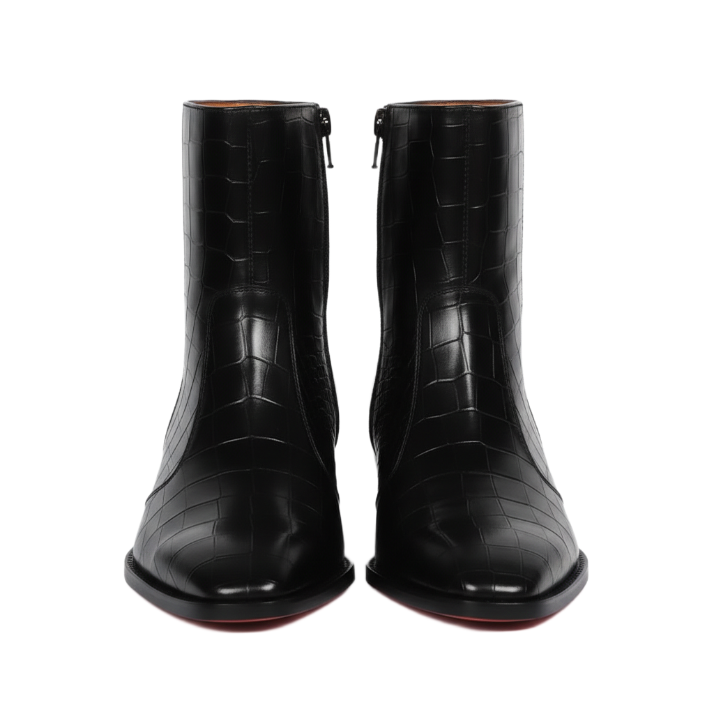 Cuban Heel Chelsea Boots Dark Brown Deep Cut Leather with Zip Closure