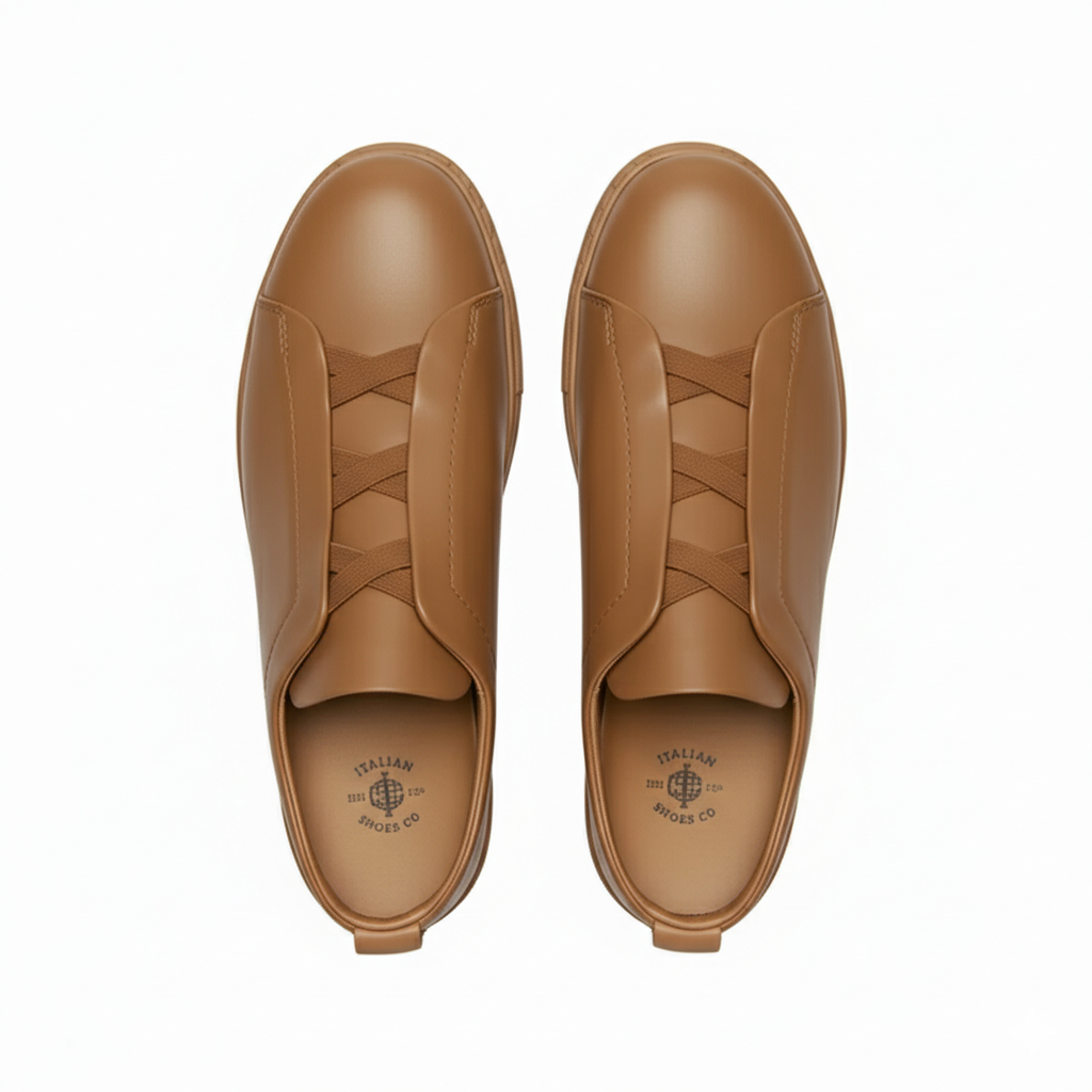 Noir Triple Stitch Leather Sneaker