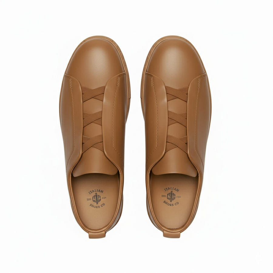 Noir Triple Stitch Leather Sneaker