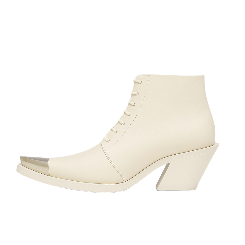 Achilles White Ion Gabriel Bang Ankle Boots