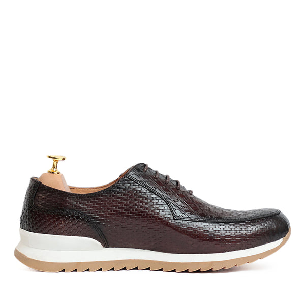 Textured Leather Coffee Sneaker