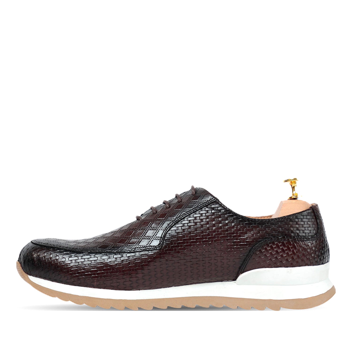 Textured Leather Coffee Sneaker