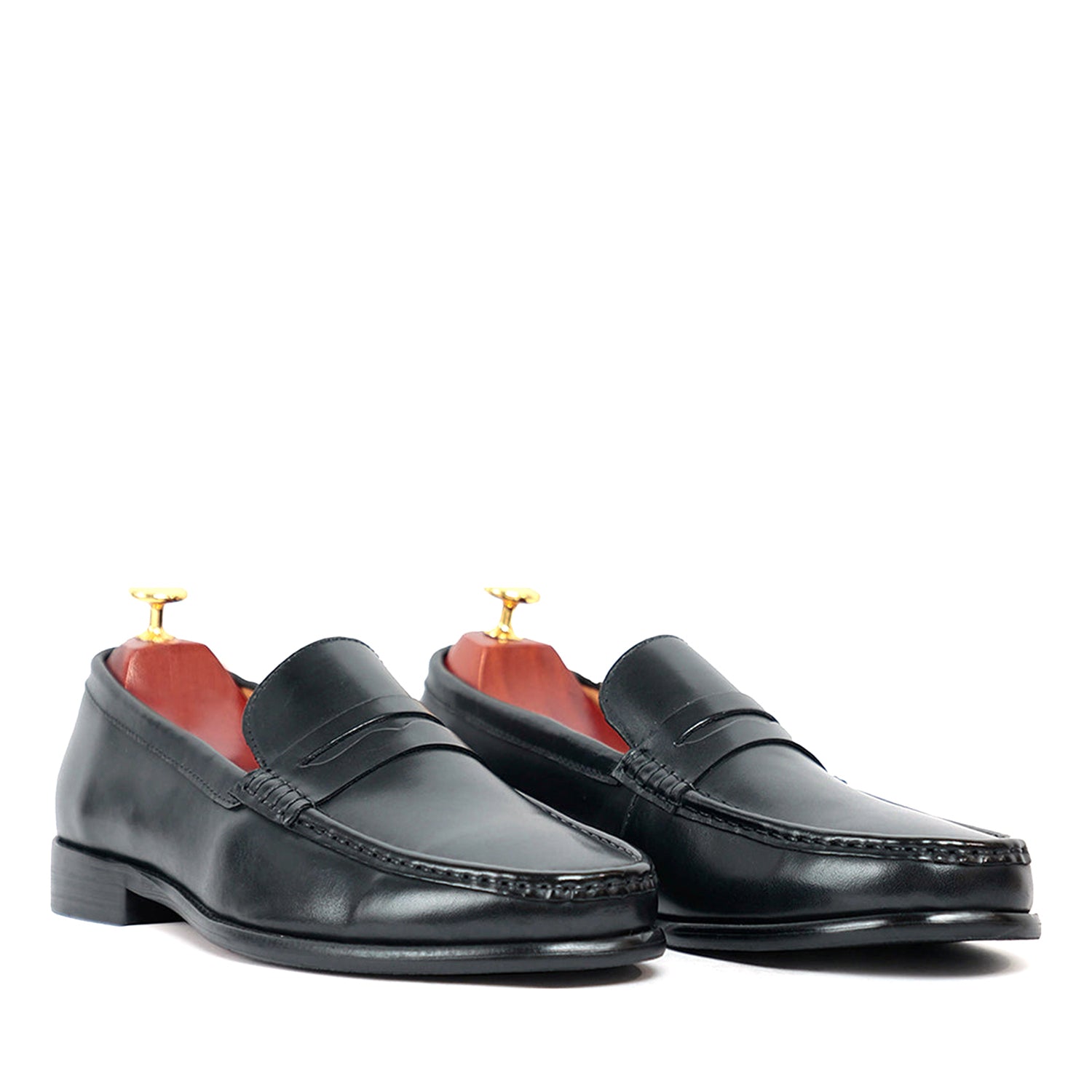 Black Leather Penny Loafers