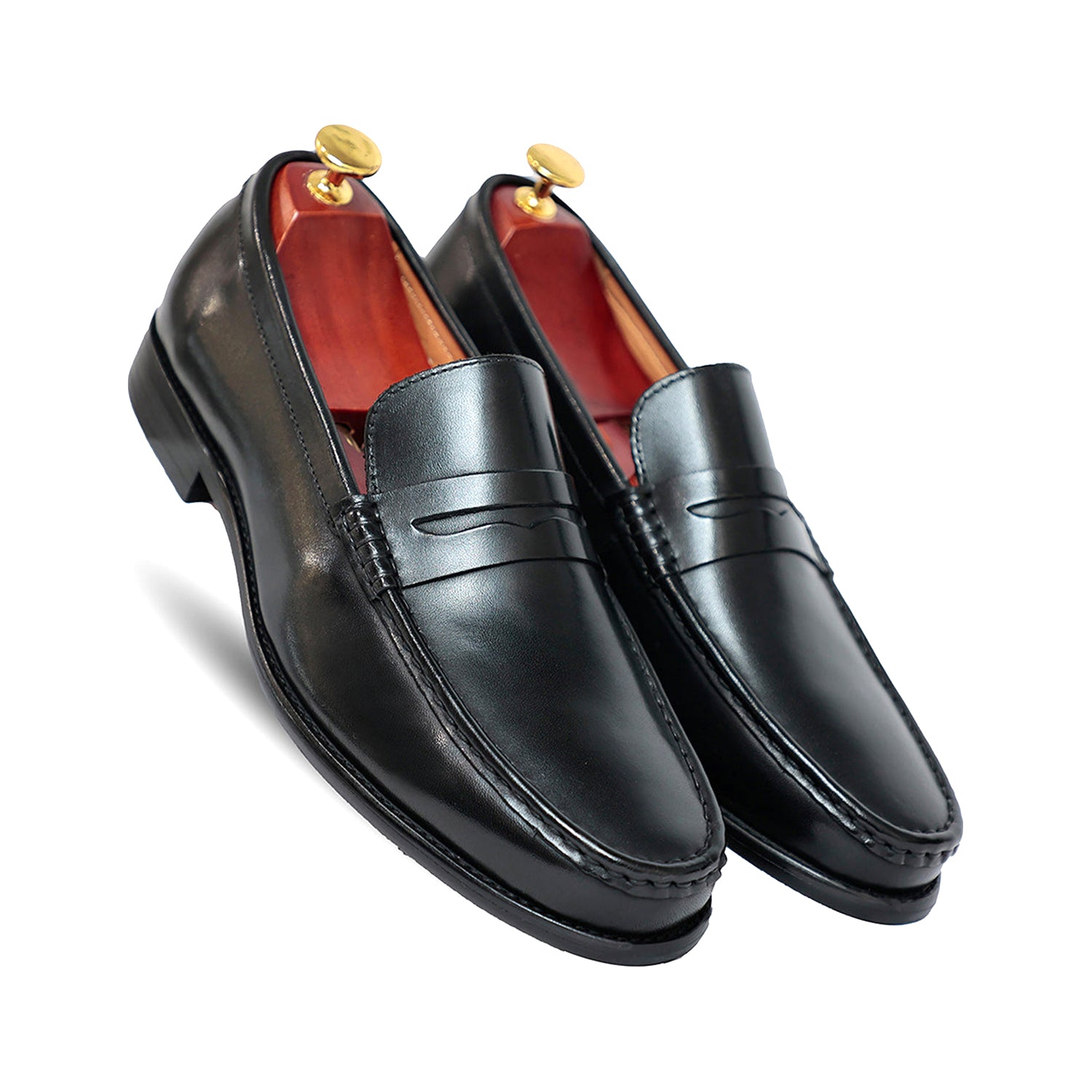 Black Leather Penny Loafers