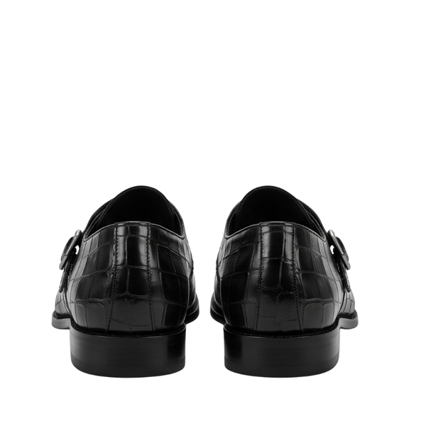 Alligator Texture Leather Single Strap Monk Shoe