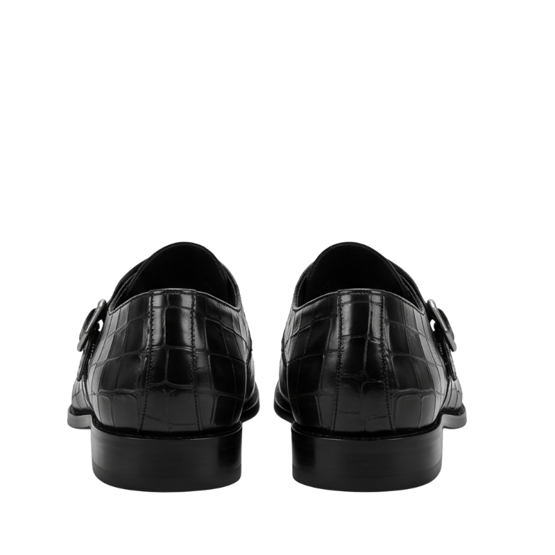 Alligator Texture Leather Single Strap Monk Shoe