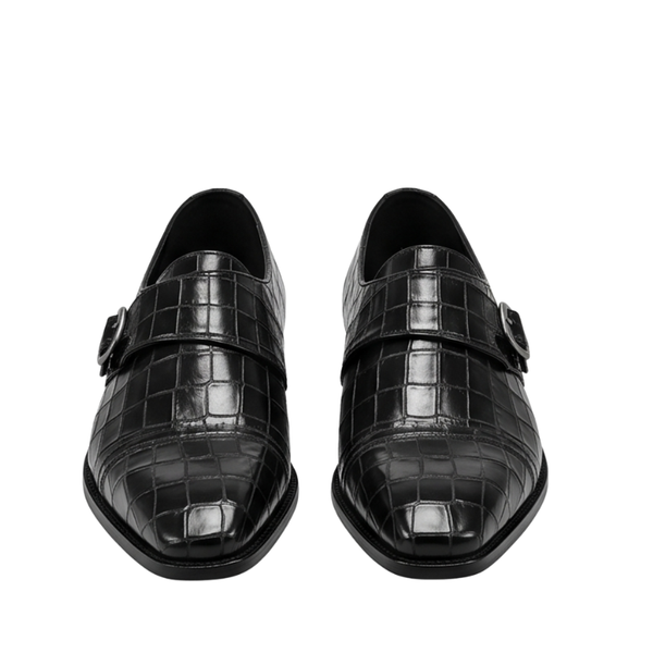 Alligator Texture Leather Single Strap Monk Shoe