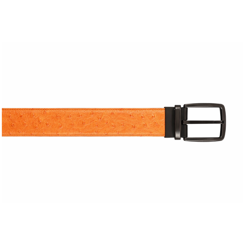 Amber Ostrich Grain Genuine Leather Belt