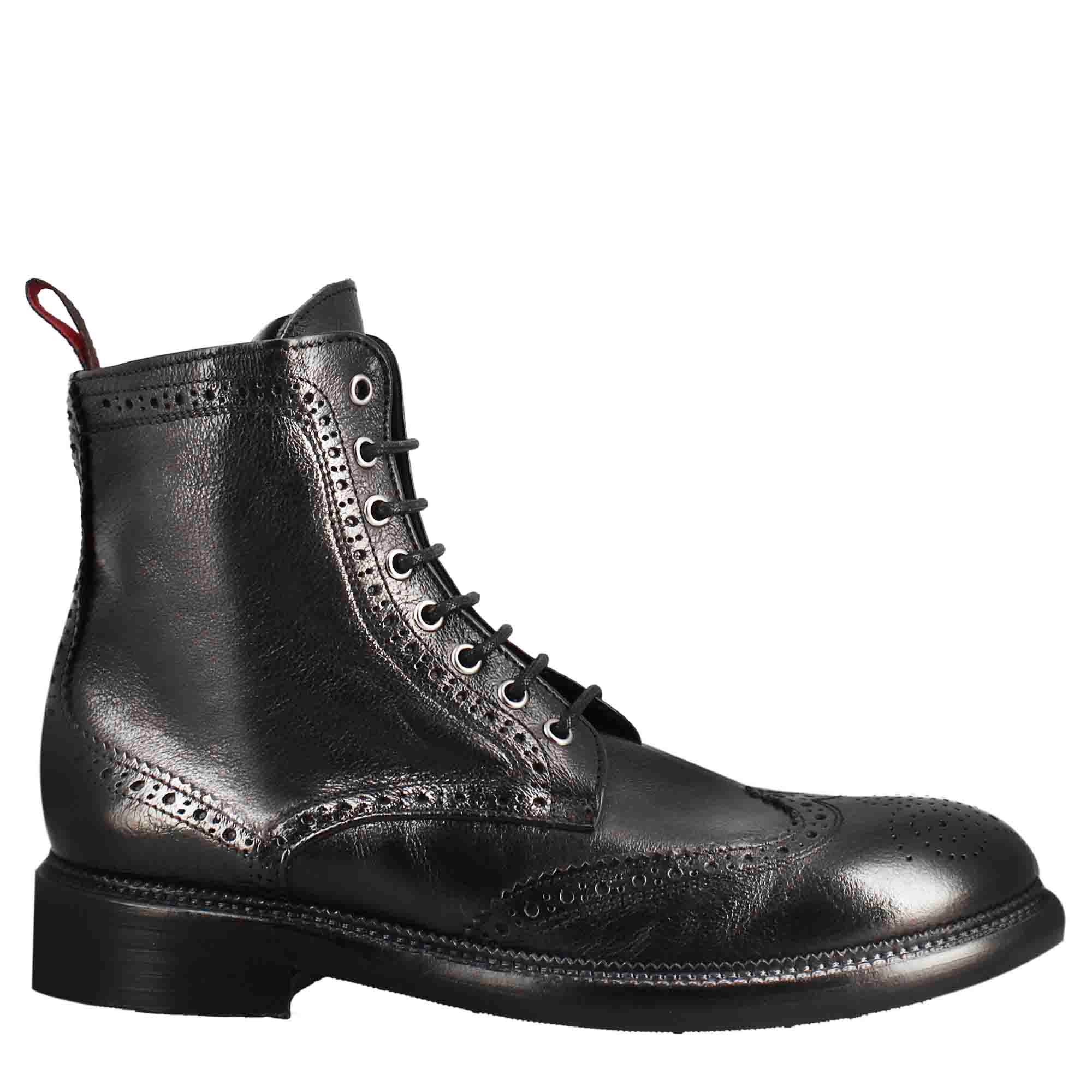 Black Washed Leather Boots